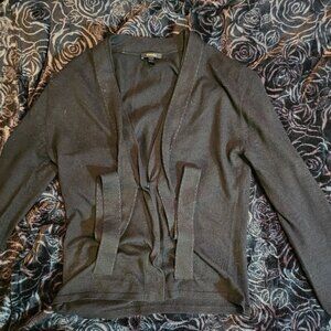 Escada Cashmere Black Tie Front & Buttons Cardigan Sweater